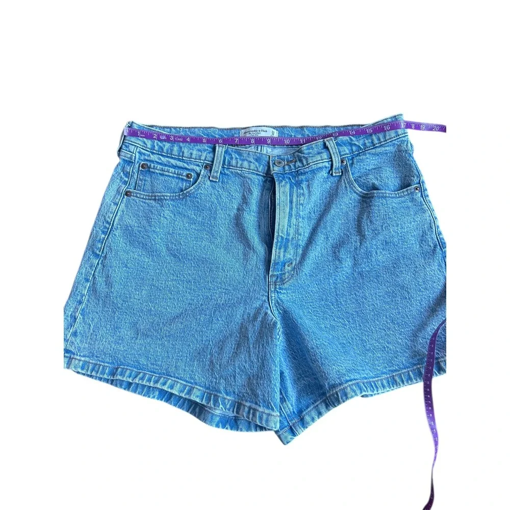 Abercrombie & Fitch The Dad Short High Rise Denim Blue Women's 33/16